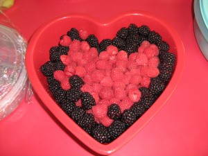 Delicious raspberries and blackberries!
