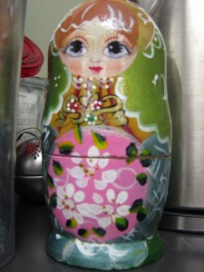 A Russian nesting doll. 