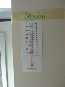 A strategically placed thermometer. 