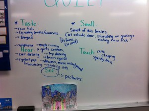 Some of the senses that we engaged with our reading today. 
