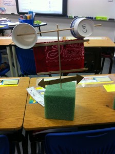 A fantastic combination of a weather vane, an anemometer, and a wind sock! 