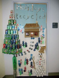 My Classroom Ideas: http://www.myclassroomideas.com/holidays-recycled-classroom-door-idea/ 