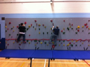 We got to use the climbing wall today. 