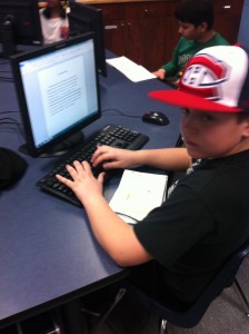 Students hard at work publishing final drafts. 