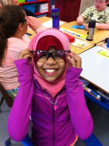 Putting on some protective equipment - goggles! 