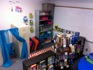 A view of our classroom library. Did you know there are more than 734 titles in the classroom library?