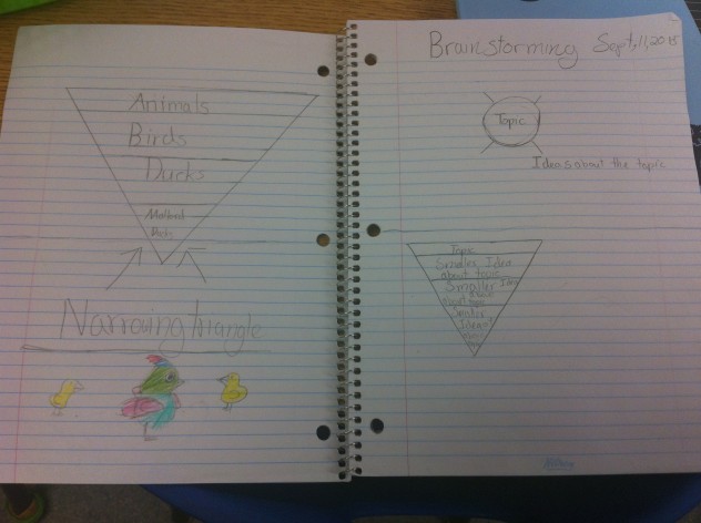 This student did a wonderful job using a narrowing triangle. 