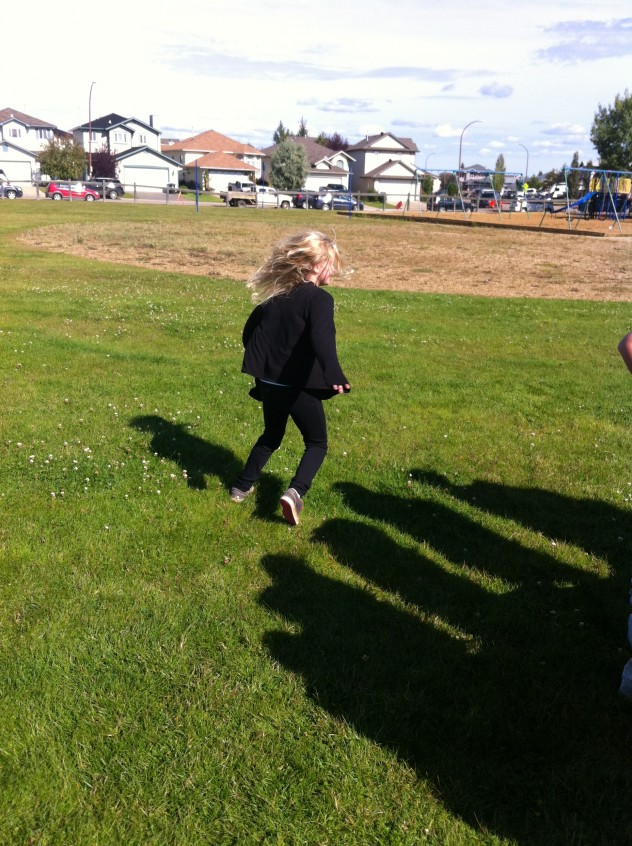 This student is running during "Extreme Duck, Duck, Goose"