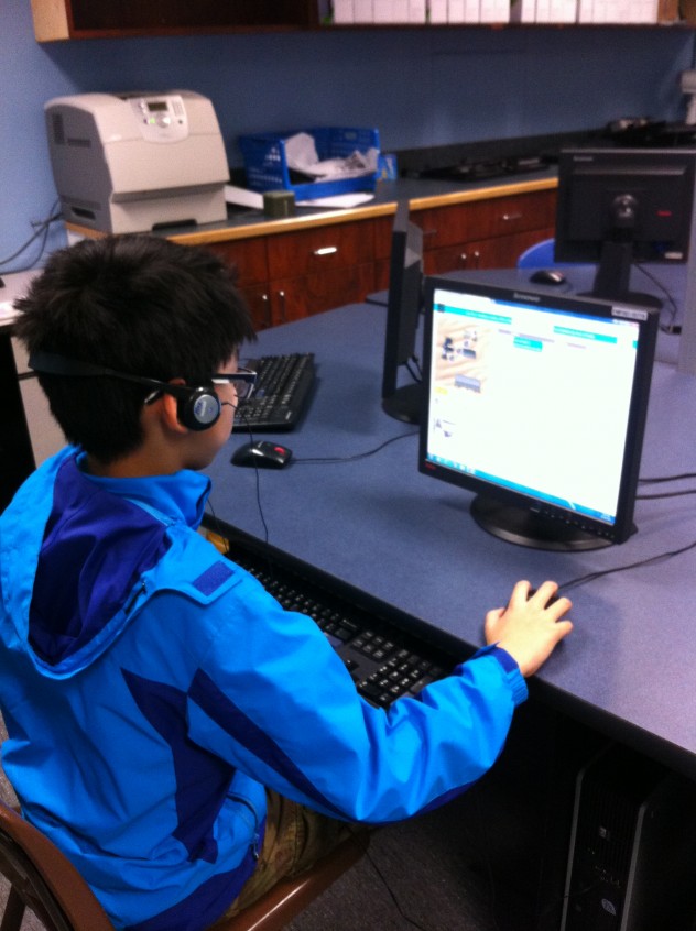This student was one of the first to eagerly ask if he could try Java Script. 
