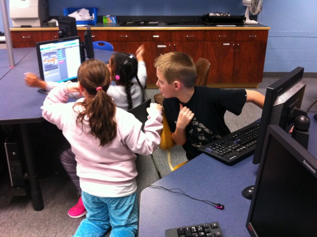 These students are doing a great job collaborating and cheering each other on. 