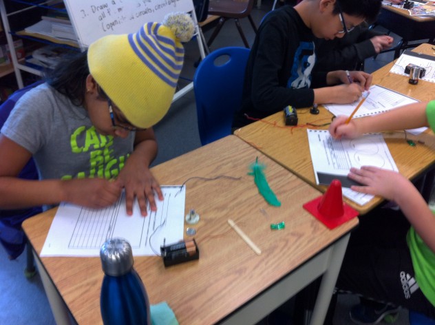 The Grade 5 students were testing insulators and conductors in Science today. 